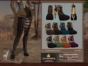 Sims 4 — STEAMPUNKED_SCORPIONIDA BOOTS by DanSimsFantasy — Steampunk style high-heeled boots, exhibits a tight metallic
