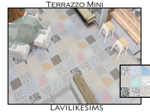 Sims 4 — Terrazzo by lavilikesims — A stone floor with 16 small squares or terrazzo in different tones 6 swatches Base
