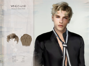Sims 4 — WINGS-TO1205-Delicate Male Hair by wingssims — Colors:20 All lods Compatible hats Support custom editing hair