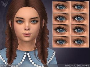 Sims 4 — Twiggy 3D Eyelashes For Kids by feyona — These 3D eyelashes for kids come with 8 swatches/styles. All of them