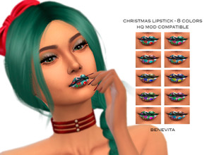 Sims 4 — Christmas Lipstick [HQ] by Benevita — Christmas Lipstick HQ Mod Compatible 10 Colors I hope you like! 
