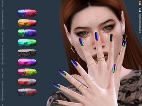 Sims 4 — Sartana nails by sugar_owl — Female long almond three-colored nails. Fingernails category. - new mesh - base
