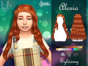 Sims 4 — Alexia Hairstyle (Child) by Sylviemy — Long curly hair with braid New Mesh Maxis Match All Lods Base Game