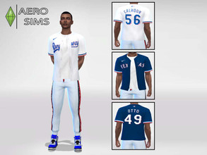 Sims 4 — MLB Texas Rangers Home And Away Jersey by AeroJay — - Clothing For Adult - 2 Swatches - City Living Required -