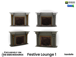 Sims 4 — Festive Lounge_Fireplace by kardofe — Fireplace with marble top, in four different versions