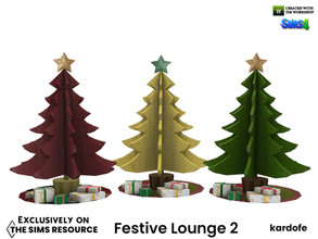 Sims 4 — Festive Lounge_Tree by kardofe — Christmas tree, decorative, made of wood, with presents under it, in three
