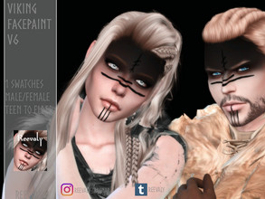 Sims 4 — Viking Facepaint V6 by Reevaly — 1 Swatches. Teen to Elder. Male and Female. Works with all Skins and Overlays.