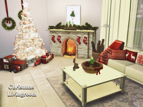 Sims 4 — Christmas Livingroom | Only TSR CC by GenkaiHaretsu — Christmas Livingroom Short walls