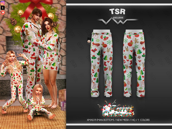 Sims 4 — XMAS PJ (MAN BOTTOM) BD593 by busra-tr — 1 colors Adult-Elder-Teen-Young Adult For Male Custom thumbnail