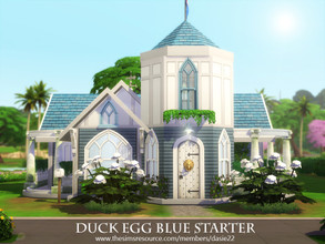 Sims 4 — Duck Egg Blue Starter by dasie22 — This lovely starter features two bedrooms, one bathroom, a kitchen with a