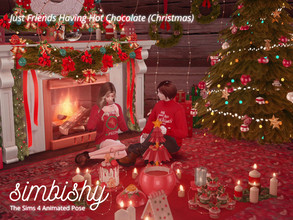 Sims 4 — Animated Pose Just Friends Hot Chocolate (Christmas) by simbishy — -In this scene, it's Christmas! Two friends