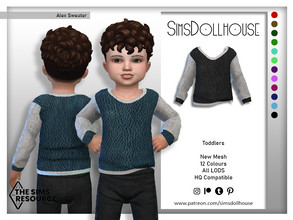 Sims 4 — Alex Sweater by SimsDollhouse — Leather and cotton sweater for Sims 4 toddlers, available in 12 colours for boys