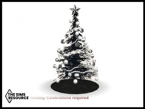 Sims 4 — Cold Christmas Holiday Tree by seimar8 — Maxis match Christmas Tree in deep black dressed in silver and white