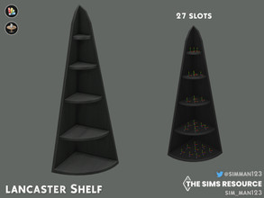 Sims 4 — Lancaster Shelf by sim_man123 — A modern shelf in a shape vaguely reminiscent of a Christmas tree. Good