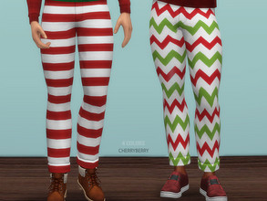 Sims 4 — Festive Santa Pants by CherryBerrySim — Festive Santa Claus themed pants with Christmas and Holiday themed