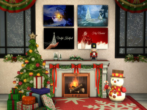Sims 4 — Merry Christmas by spitzmagic — A set of 8 Merry Christmas paintings in different languages. Your Sims can enjoy