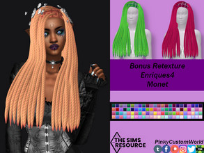 Sims 4 — Bonus Retexture of Monet hair by Enriques4 by PinkyCustomWorld — Medium long maxis match box braids hairstyle in