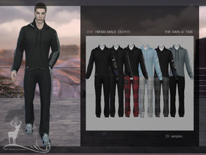 Sims 4 — HIEMS MALE OUTFIT by DanSimsFantasy — This men's outfit contains a hooded sweater combined with sports pants.