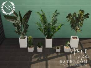 Sims 4 — Matcha Bathroom - Plants by networksims — Seven potted plants, to match the matcha bathroom.