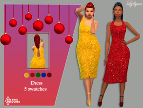 Sims 4 —  Dress party- Love Christmas collection by LYLLYAN — Dress in 5 swatches