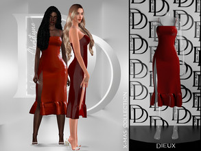 Sims 4 — [DIEUX] Christmas Collection 2021 - Dress  by Viy_Sims — New Mesh 10 Swatches Compatible with HQ MOD Low Poly