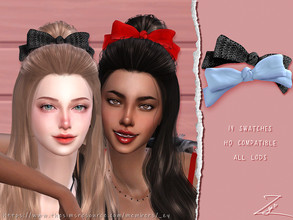 Sims 4 — Head Bow by _zy — 14 colors All lods HQ compatible 