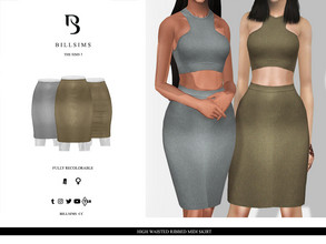 Sims 3 — High Waisted Ribbed Midi Skirt by Bill_Sims — This skirt features a ribbed material in a figure-flattering midi