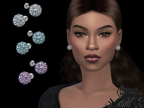 Sims 4 — Snowball stud earrings by Natalis — Snowball stud earrings. Pave ball stud earrings. 6 crystal color options.