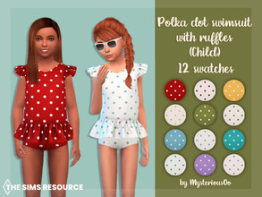 Sims 4 — Polka dot swimsuit with ruffles Child by MysteriousOo — Polka dot swimsuit with ruffles for kids in 12 colors 12