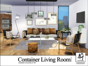 Sims 4 — Container Living Room  by ALGbuilds — Container Living Room is a contemporary modern style living room with