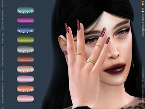 Sims 4 — Gorgeous nails by sugar_owl — Female long almond nails with diamonds. Fingernails category. - new mesh - base