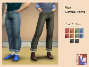 Sims 4 — ws Man Cotton Pants - RC by watersim44 — Man Cotton Pants recolor ~ in 10 colors ~ Teen to Elder ~ Everyday and