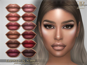 Sims 4 — Lipstick N309 by FashionRoyaltySims — Standalone Custom thumbnail 12 color options HQ texture Compatible with HQ
