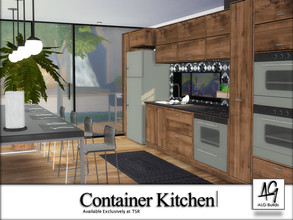 Sims 4 — Container Kitchen by ALGbuilds — Container Kitchen is a contemporary modern styled kitchen with half bath