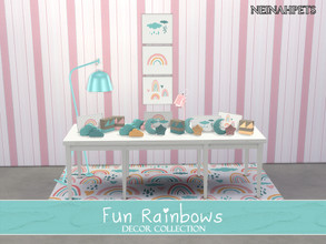 Sims 4 — Fun Rainbows Decor {Mesh Required} by neinahpets — A cute pastel collection of rainbow and cloud themed kid's