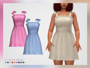 Sims 4 — Clarisse Dress by pixelette — A summery dress with ribbons and frills. - New mesh / EA mesh edit - BGC - All