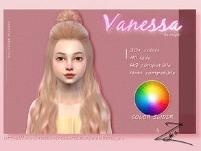 Sims 4 — Vanessa Hairstyle_Kid_zy by _zy — 30 colors All lods HQ compatible Hats compatible color slider compatible