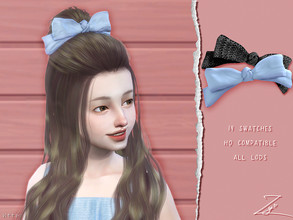 Sims 4 — Head bow for Kid by _zy — 14 colors All lods HQ compatible 