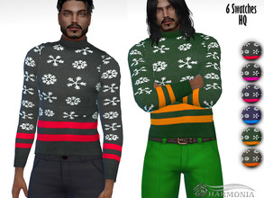 Sims 4 — Christmas Turtleneck Pullover by Harmonia — New Mesh All Lods 6 Swatches