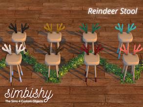 Sims 4 — Wooden Reindeer Stool (Christmas) by simbishy — This is a wooden reindeer-inspired stool in 8 colorpops - brown,