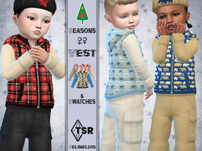 Sims 4 — Winter Vest - Needs Seasons by Pelineldis — A great vest with moose, bear and maple leaf print for toddler boys