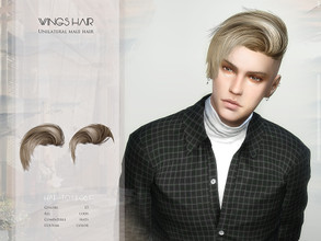 Sims 4 — Unilateral male hair - TO1208 by wingssims — Colors:15 All lods Compatible hats Support custom editing hair