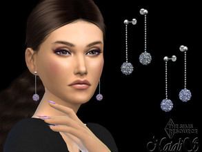 Sims 4 — Snowball dangle earrings by Natalis — Snowball dangle earrings. 6 crystal color options. Female teen-elder. HQ
