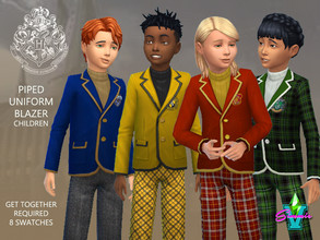 Sims 4 — Hogwarts Child Piped Blazer by SimmieV — A uniform blazer for your First Year students at Hogwarts. For both
