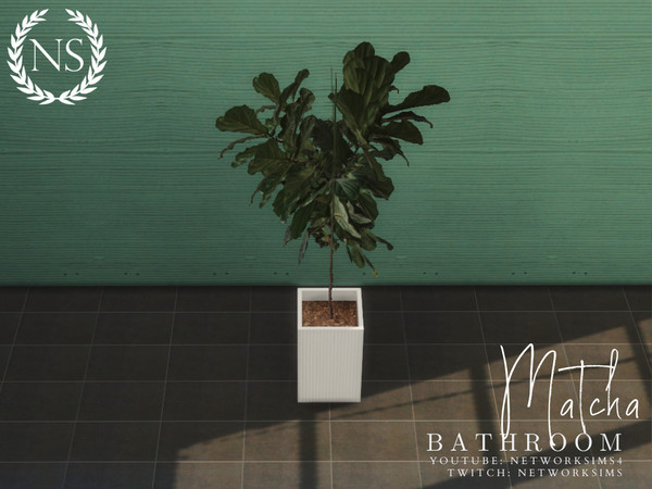 Sims 4 — Matcha Bathroom - Plant II by networksims — A plant in a textured white pot.