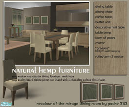 Sims 2 — Hemp Furniture by Padre — A light and airy dining room made from natural beech timber and hemp cloth. Please do