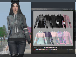 Sims 4 — SWEATER HIBER by DanSimsFantasy — Feminine hooded sweater. You have 32 samples. Location: top Cloning object: