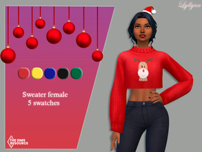 Sims 4 — Sweater female-Love Christmas collection by LYLLYAN — Sweater female in 5 swatches