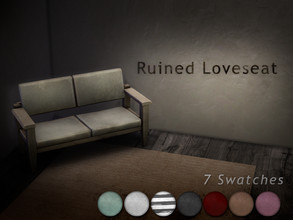 Sims 4 — Ruined Loveseat by RoyIMVU — This dirty loveseat is worn from years of use. It is great for apocalypse scenarios