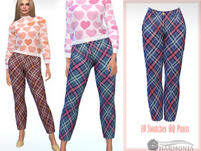Sims 4 — Christmas Plaid Printed Pants by Harmonia — Christmas family house party Add these must-have trousers to your
